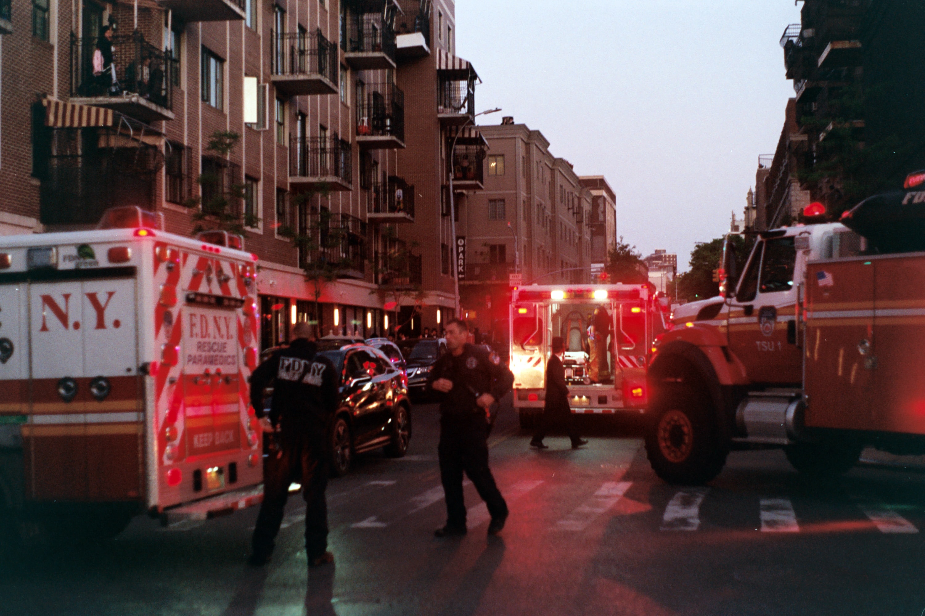 Fire Department New York first responders flashing lights